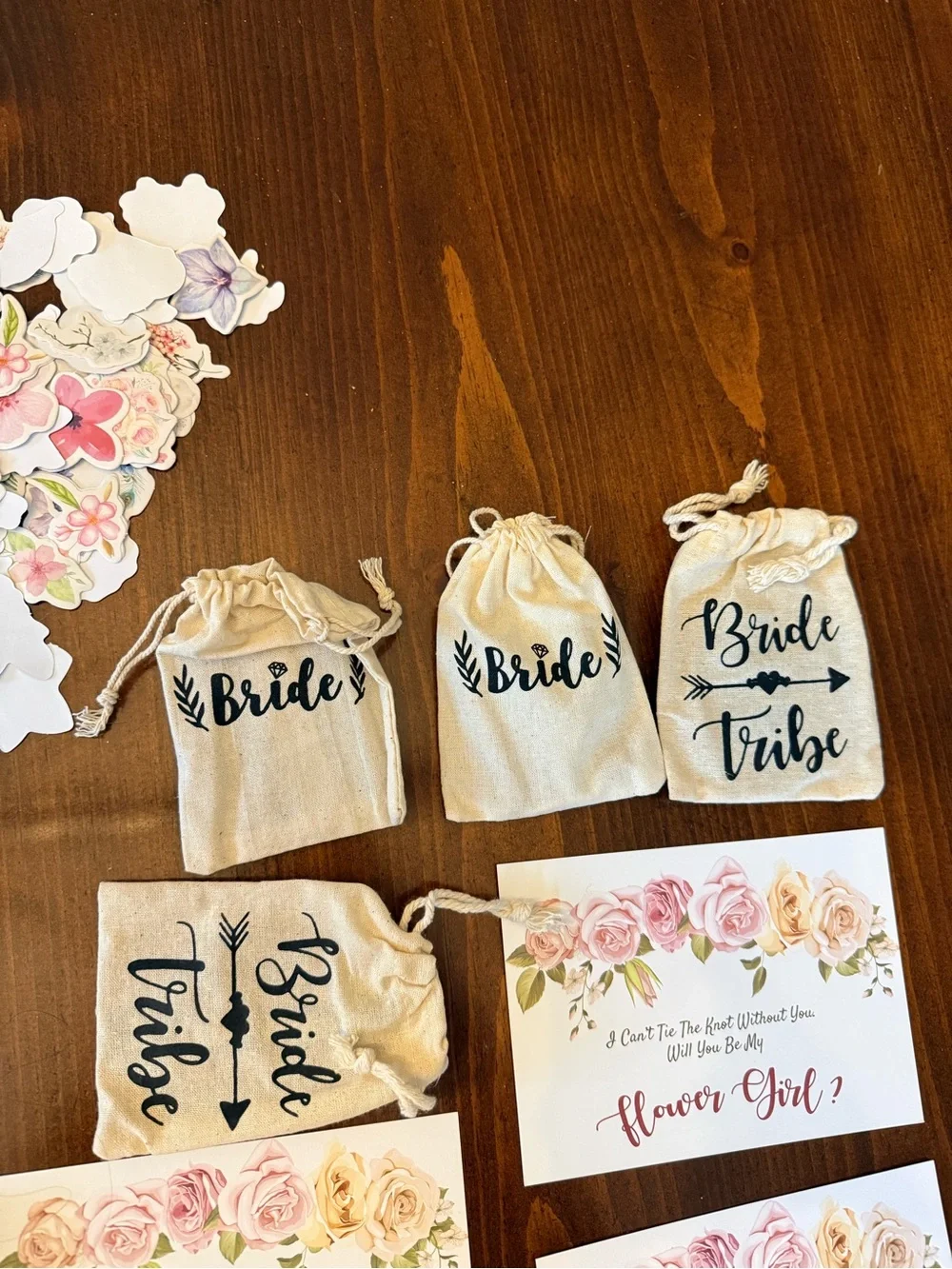 Bride Tribe Bridal Party Proposal Cards and Favor Bags - Pink Floral